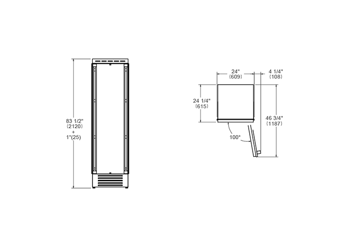 Coluna de Frigorífico de encastre 60 cm Pronto para Painel